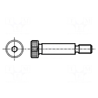 Shoulder screw | Mat: steel | Thread len: 11mm | Thread: M6 | Cut: imbus