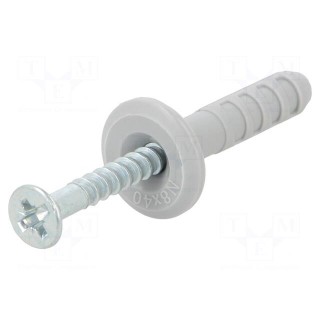 Plastic anchor | with flange,with screw | 8x40 | zinc-plated steel