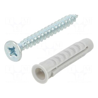 Plastic anchor | with screw | 6x30 | SX | 50pcs | 6mm