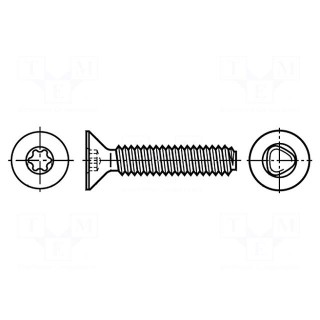 Screw | 2,5x8 | Head: countersunk | Torx® | A2 stainless steel