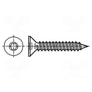 Screw | for metal | 2.9x9.5 | Head: countersunk | Torx® | TX10 | zinc