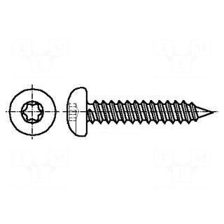 Screw | 2,9x19 | Head: button | Torx® | A2 stainless steel | BN: 9995