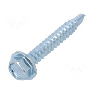 Screw | for metal | 3,5x25 | Head: hexagonal | hardened steel | zinc