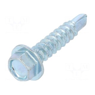 Screw | for metal | 3,9x19 | Head: hexagonal | hardened steel | zinc