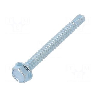 Screw | for metal | with flange | 6.3x60 | Head: hexagonal | 10mm | zinc