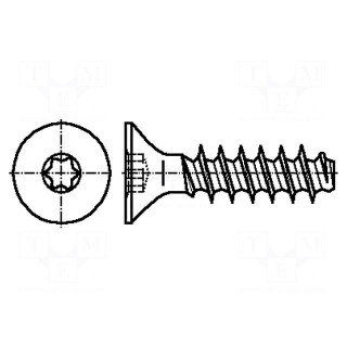Screw | for plastic | 3x10 | Head: countersunk | Torx® | hardened steel