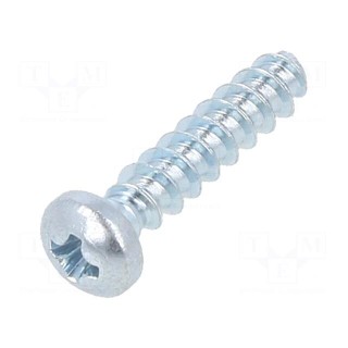 Screw | for plastic | 3x14 | Head: button | Phillips | steel | zinc