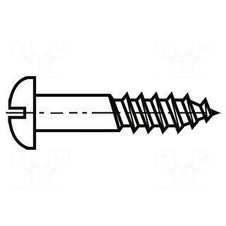 Screw | for wood | 3x16 | Head: button | slotted | 0,8mm | steel | zinc