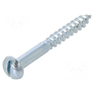 Screw | for wood | 3.5x30 | Head: button | slotted | 0,8mm | steel | zinc
