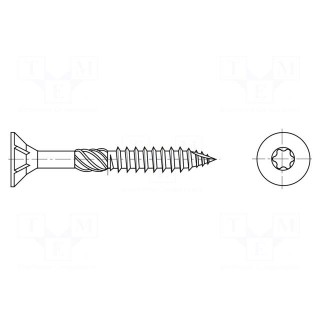 Screw | for wood | 4.5x40 | Head: countersunk | Torx® | TX20 | zinc