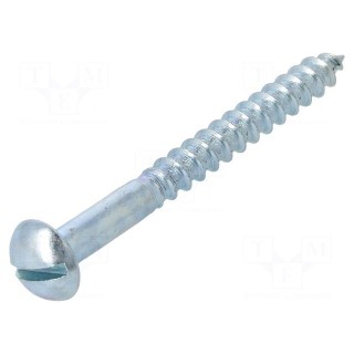 Screw | for wood | 4x40 | Head: button | slotted | 1mm | steel | zinc