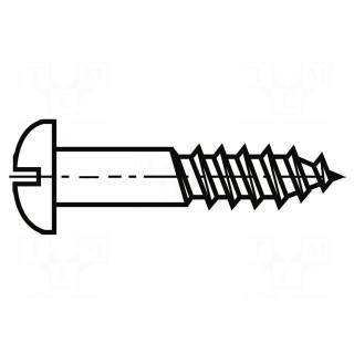 Screw | for wood | 6x30 | Head: button | slotted | 1,6mm | steel | zinc