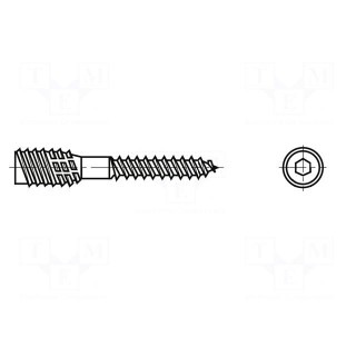 Screw | for wood | 6x350 | Head: without head | hex key | HEX 4mm | steel