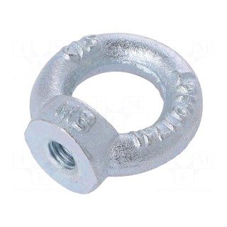 Lifting eye nut | eye | M8 | steel | Plating: zinc | DIN: 582 | 20mm