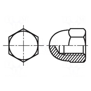 Nut | hexagonal | M8 | 1.25 | polyamide | 10mm | BN 83 | DIN 1587 | dome