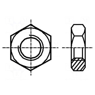 Nut | hexagonal | M2 | brass | Pitch: 0,4 | 4mm | BN: 508 | DIN: 439B