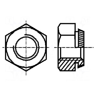 Nut | hexagonal | M5 | steel | Plating: zinc | H: 5mm | 8mm | BN 201 | push-on
