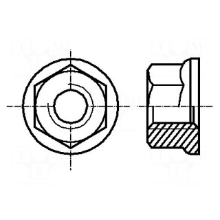 Nut | with flange | hexagonal | M6 | 1 | steel | 10mm | BN 20241 | DIN 6923