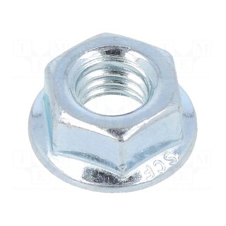 Nut | with flange | hexagonal | M6 | steel | Plating: zinc | H: 6mm | 10mm