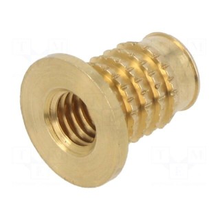 Threaded insert | brass | M6 | BN 37896 | L: 12.3mm | for plastic
