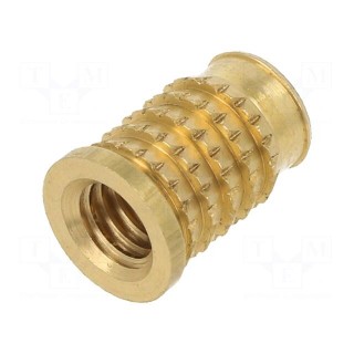 Threaded insert | brass | M6 | BN 37901 | L: 12.3mm | for plastic
