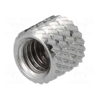 Threaded insert | brass | nickel | M5 | L: 5.9mm | Features: for plastic