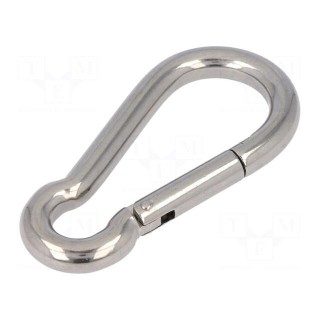 Snap hook | acid resistant steel A4 | for rope | L: 100mm | Size: 10mm