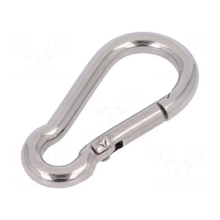 Snap hook | acid resistant steel A4 | for rope | 40mm | Size: 4mm