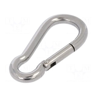 Snap hook | acid resistant steel A4 | for rope | L: 50mm | Size: 5mm