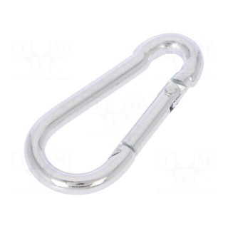 Snap hook | steel | for rope | 40mm | zinc | Size: 4mm