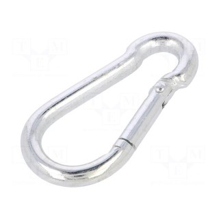 Snap hook | steel | for rope | 50mm | zinc | Size: 5mm