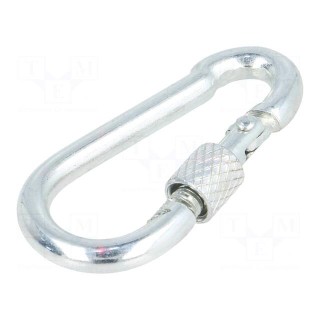 Snap hook | steel | for rope | 50mm | zinc | Size: 5mm | with protection