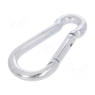 Carabiner | steel | for rope | L: 60mm | zinc | 6mm