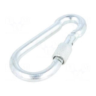 Snap hook | steel | for rope | 70mm | zinc | Size: 7mm | with protection