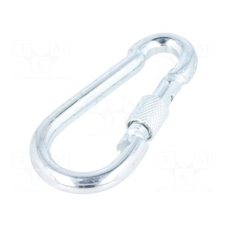 Snap hook | steel | for rope | 80mm | zinc | Size: 8mm | with protection