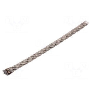 Rope | acid resistant steel A4 | Ørope: 5mm | L: 10m | Rope plexus: 7x7