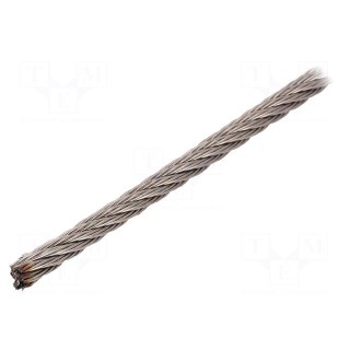 Rope | acid resistant steel A4 | Ørope: 6mm | L: 10m | Rope plexus: 7x7