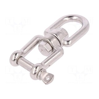 Swivel | acid resistant steel A4 | for rope | L: 92mm | 8mm | eye/ jaw