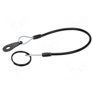 Retaining cable | Plating: PVC | stainless steel | 200mm | Body: black