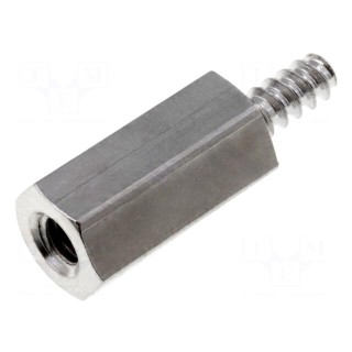 Screwed spacer sleeve | Int.thread: M2,5 | 10mm | Ext.thread: ST2,2