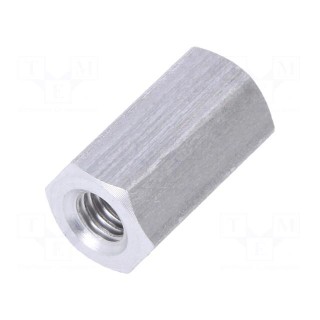 Screwed spacer sleeve | Int.thread: M3 | 10mm | hexagonal | aluminium