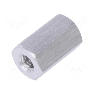 Screwed spacer sleeve | 10mm | Int.thread: M3 | hexagonal | aluminium