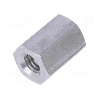 Screwed spacer sleeve | Int.thread: M4 | 10mm | hexagonal | aluminium