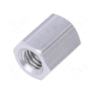 Screwed spacer sleeve | Int.thread: M5 | 10mm | hexagonal | aluminium