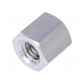Screwed spacer sleeve | Int.thread: M6 | 10mm | hexagonal | aluminium