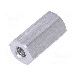 Screwed spacer sleeve | Int.thread: M3 | 12mm | hexagonal | aluminium
