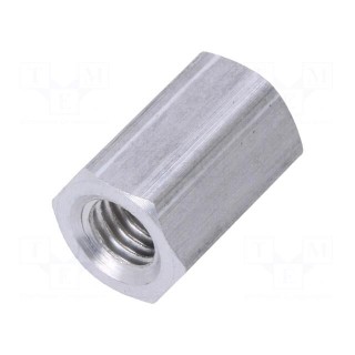 Screwed spacer sleeve | Int.thread: M5 | 12mm | hexagonal | aluminium