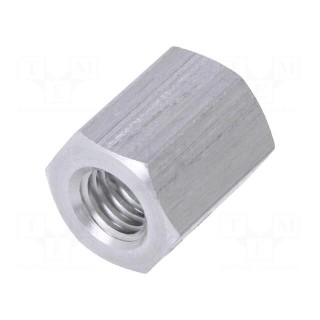 Screwed spacer sleeve | Int.thread: M6 | 12mm | hexagonal | aluminium