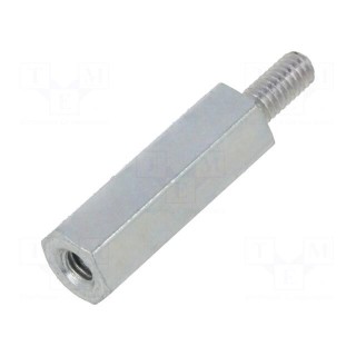Screwed spacer sleeve | Int.thread: M2,5 | 15mm | Ext.thread: M2,5