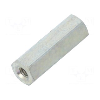 Screwed spacer sleeve | Int.thread: M2,5 | 15mm | hexagonal | steel